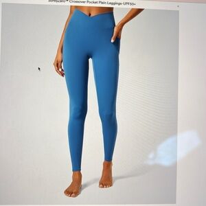 HALARA Cloudful Crossover Pocket Plain Leggings Gloomy Blue XS 7/8 Length